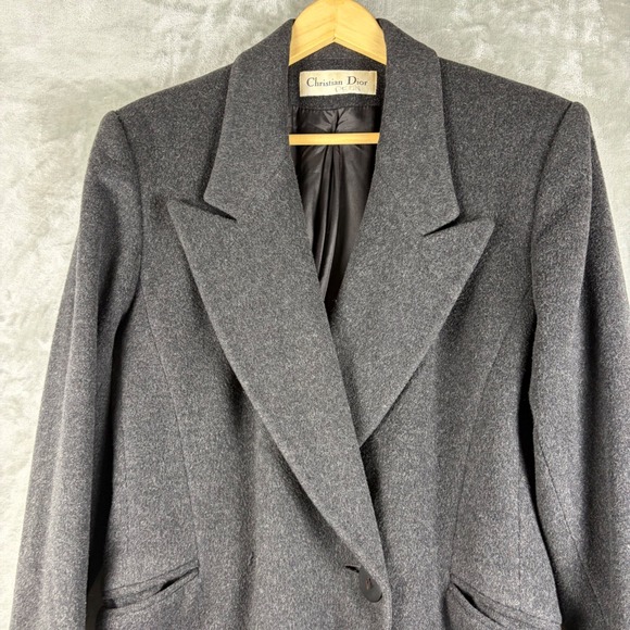 Christian Dior Womens Loro Piana Lambswool Peacoat Charcoal Gray Size 4 Luxury - Picture 6 of 16